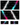 Colorful abstract design with geometric patterns on a black background
