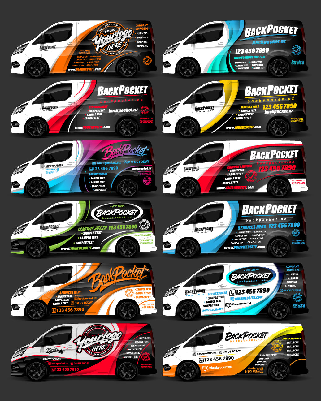 Business Rocker Wrap Commercial Wrap Design Pack 24 | Flow Style Vehicle Wrap Templates ...